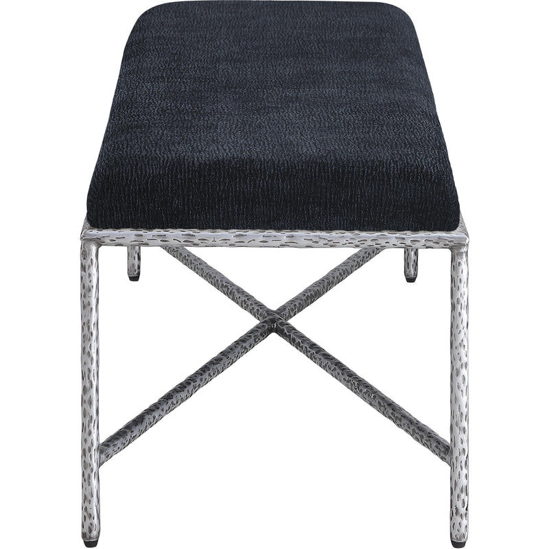 Meridian Valley Black Chenille Fabric Bench IMAGE 4