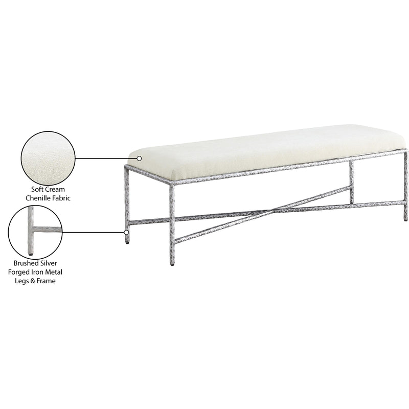 Meridian Valley Cream Chenille Fabric Bench IMAGE 7