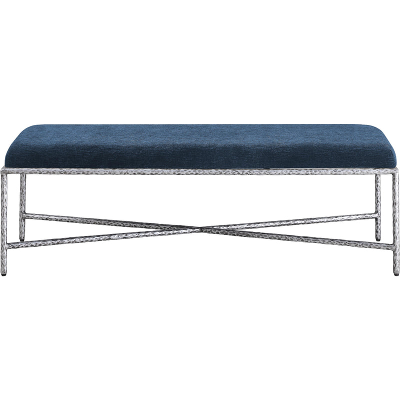 Meridian Valley Navy Chenille Fabric Bench IMAGE 3