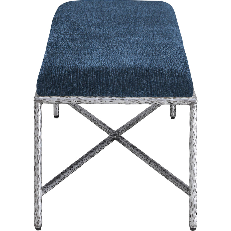Meridian Valley Navy Chenille Fabric Bench IMAGE 4