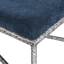 Meridian Valley Navy Chenille Fabric Bench IMAGE 5