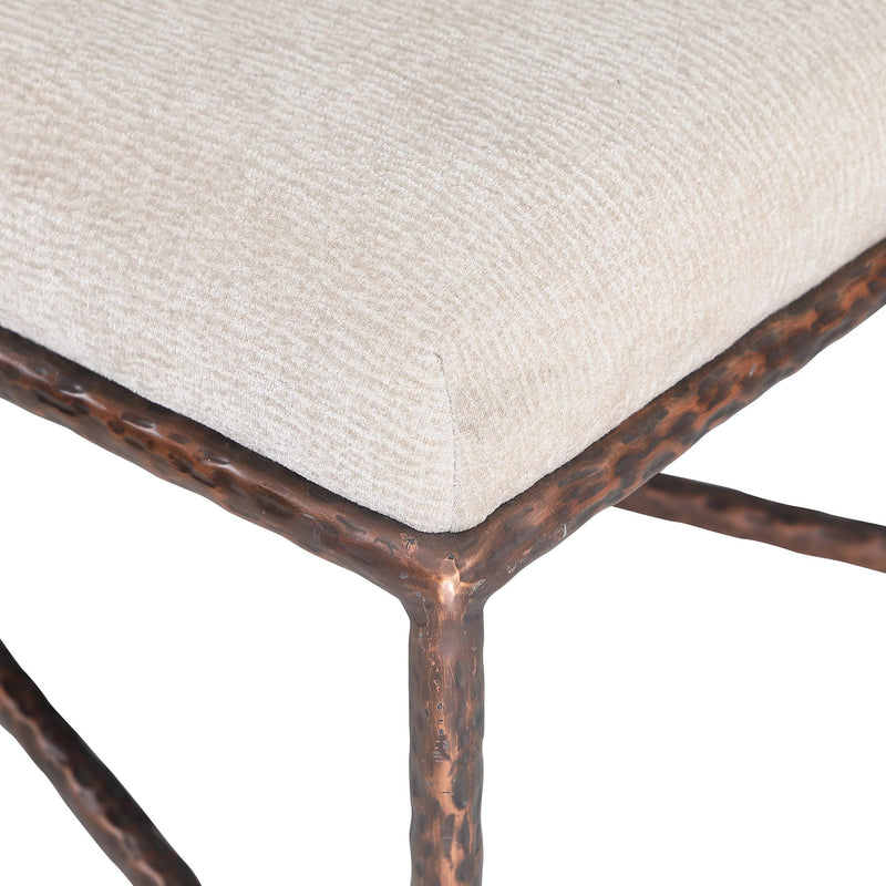 Meridian Valley Beige Chenille Fabric Bench IMAGE 5