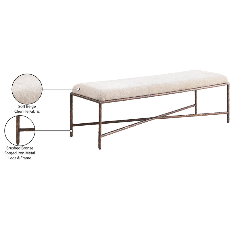 Meridian Valley Beige Chenille Fabric Bench IMAGE 7