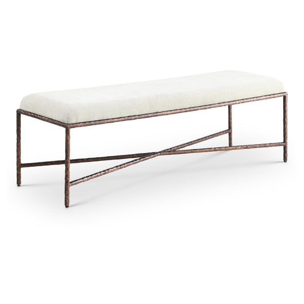 Meridian Valley Cream Chenille Fabric Bench IMAGE 1