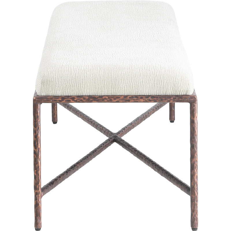 Meridian Valley Cream Chenille Fabric Bench IMAGE 4