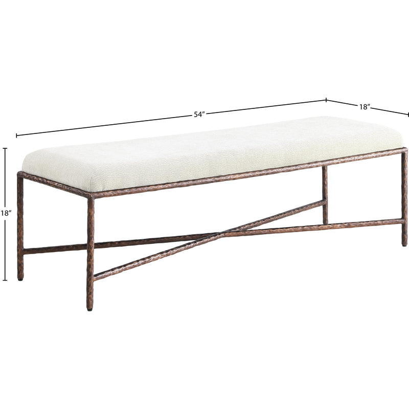 Meridian Valley Cream Chenille Fabric Bench IMAGE 6