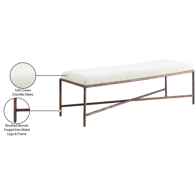 Meridian Valley Cream Chenille Fabric Bench IMAGE 7