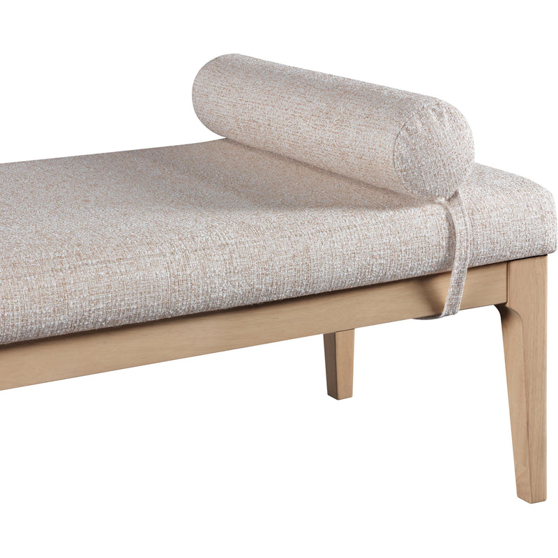 Meridian Priscilla Beige Linen Textured Fabric Bench IMAGE 6