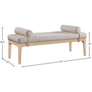 Meridian Priscilla Beige Linen Textured Fabric Bench IMAGE 8