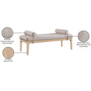 Meridian Priscilla Beige Linen Textured Fabric Bench IMAGE 9