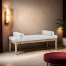Meridian Priscilla Cream Linen Textured Fabric Bench IMAGE 2