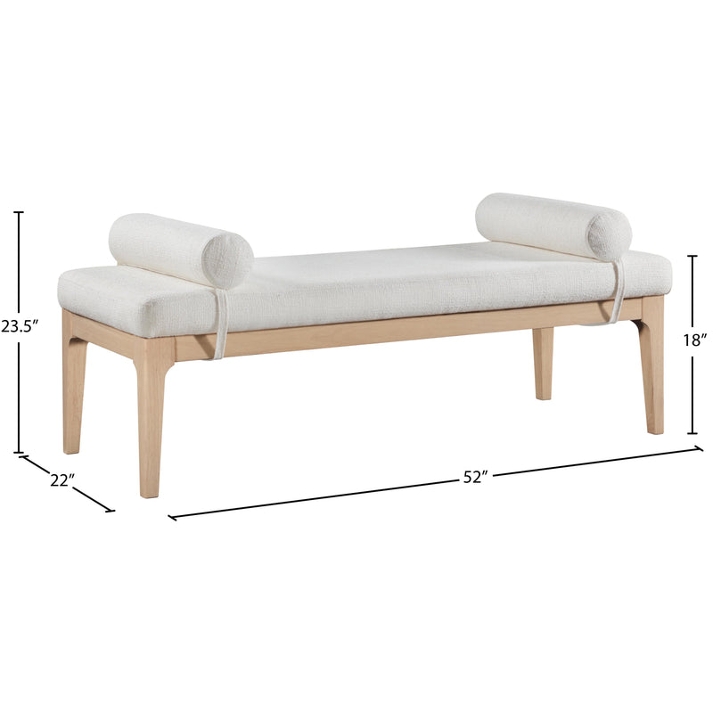 Meridian Priscilla Cream Linen Textured Fabric Bench IMAGE 8