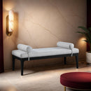 Meridian Priscilla Cream Linen Textured Fabric Bench IMAGE 2