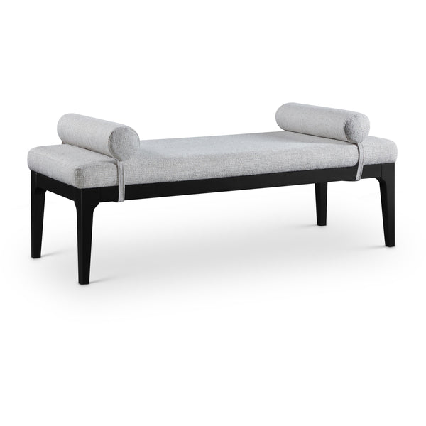 Meridian Priscilla Grey Linen Textured Fabric Bench IMAGE 1