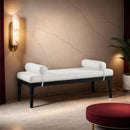 Meridian Priscilla Grey Linen Textured Fabric Bench IMAGE 2