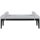 Meridian Priscilla Grey Linen Textured Fabric Bench IMAGE 3
