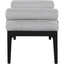 Meridian Priscilla Grey Linen Textured Fabric Bench IMAGE 4