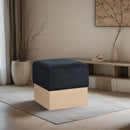 Meridian Havre Black Velour Fur Fabric Ottoman/Stool IMAGE 2