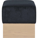 Meridian Havre Black Velour Fur Fabric Ottoman/Stool IMAGE 3