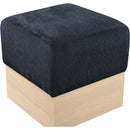 Meridian Havre Black Velour Fur Fabric Ottoman/Stool IMAGE 4