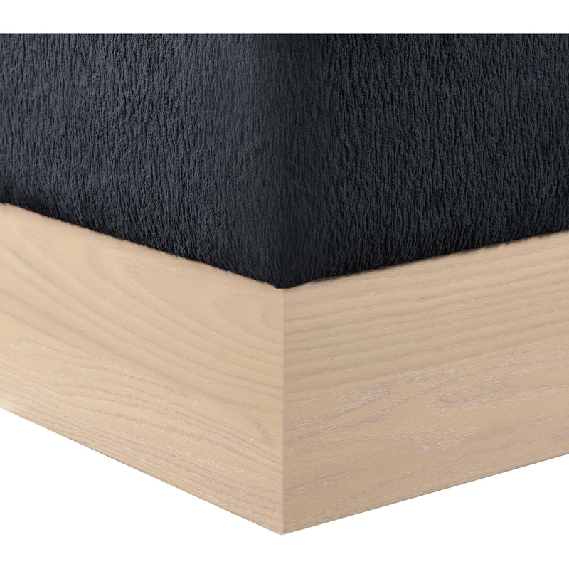 Meridian Havre Black Velour Fur Fabric Ottoman/Stool IMAGE 5