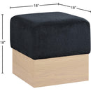 Meridian Havre Black Velour Fur Fabric Ottoman/Stool IMAGE 7