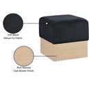 Meridian Havre Black Velour Fur Fabric Ottoman/Stool IMAGE 8