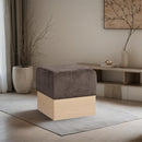 Meridian Havre Brown Velour Fur Fabric Ottoman/Stool IMAGE 2