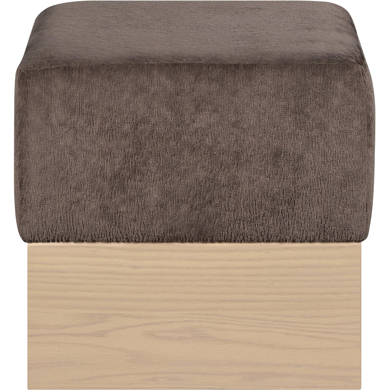 Meridian Havre Brown Velour Fur Fabric Ottoman/Stool IMAGE 3