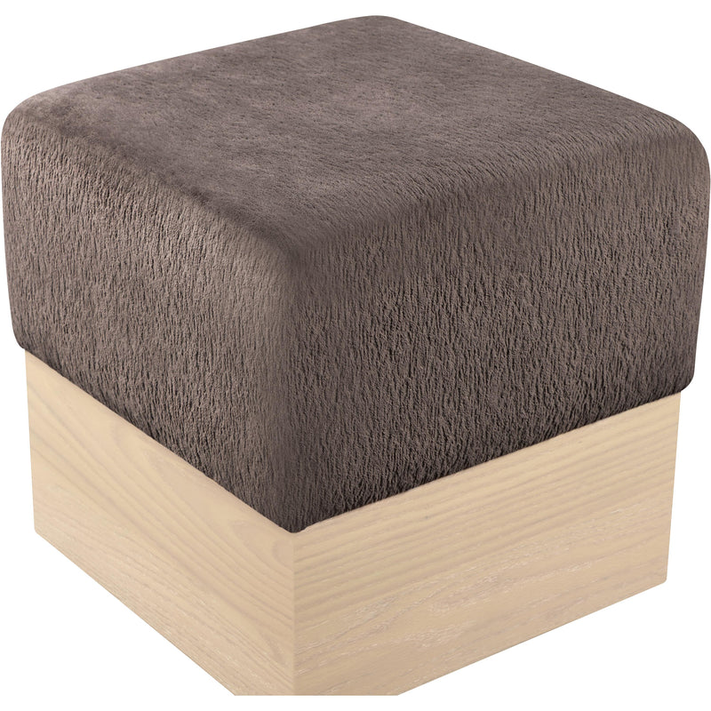 Meridian Havre Brown Velour Fur Fabric Ottoman/Stool IMAGE 4