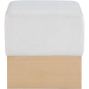 Meridian Havre Cream Velour Fur Fabric Ottoman/Stool IMAGE 3