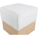Meridian Havre Cream Velour Fur Fabric Ottoman/Stool IMAGE 4