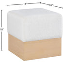 Meridian Havre Cream Velour Fur Fabric Ottoman/Stool IMAGE 7