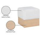 Meridian Havre Cream Velour Fur Fabric Ottoman/Stool IMAGE 8