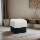 Meridian Havre Beige Velour Fur Fabric Ottoman/Stool IMAGE 2