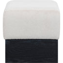 Meridian Havre Beige Velour Fur Fabric Ottoman/Stool IMAGE 3