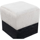 Meridian Havre Beige Velour Fur Fabric Ottoman/Stool IMAGE 4