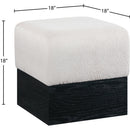 Meridian Havre Beige Velour Fur Fabric Ottoman/Stool IMAGE 7