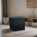 Meridian Havre Black Velour Fur Fabric Ottoman/Stool IMAGE 2