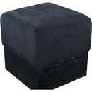 Meridian Havre Black Velour Fur Fabric Ottoman/Stool IMAGE 4