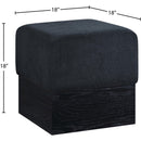 Meridian Havre Black Velour Fur Fabric Ottoman/Stool IMAGE 7