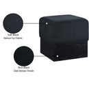 Meridian Havre Black Velour Fur Fabric Ottoman/Stool IMAGE 8