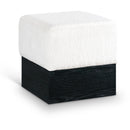  Meridian Havre Cream Velour Fur Fabric Upholstered Ottoman IMAGE 1