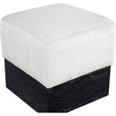  Meridian Havre Cream Velour Fur Fabric Upholstered Ottoman IMAGE 4