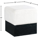  Meridian Havre Cream Velour Fur Fabric Upholstered Ottoman IMAGE 7