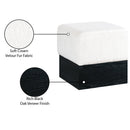  Meridian Havre Cream Velour Fur Fabric Upholstered Ottoman IMAGE 8