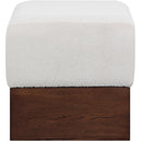 Meridian Havre Beige Velour Fur Fabric Upholstered Ottoman IMAGE 3