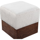  Meridian Havre Beige Velour Fur Fabric Upholstered Ottoman IMAGE 4