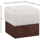  Meridian Havre Beige Velour Fur Fabric Upholstered Ottoman IMAGE 6