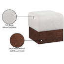  Meridian Havre Beige Velour Fur Fabric Upholstered Ottoman IMAGE 7